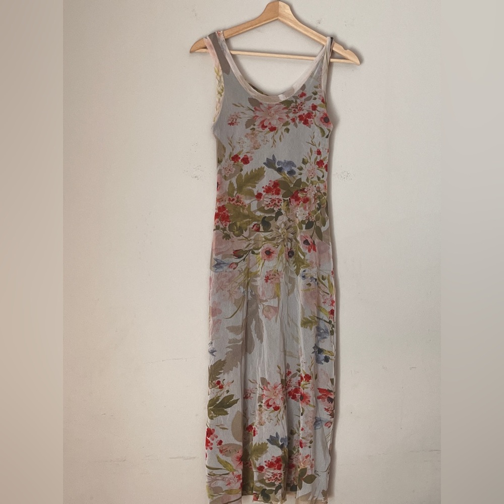 Beautiful Fuzzi Flowery Sheath Midi Dress - M